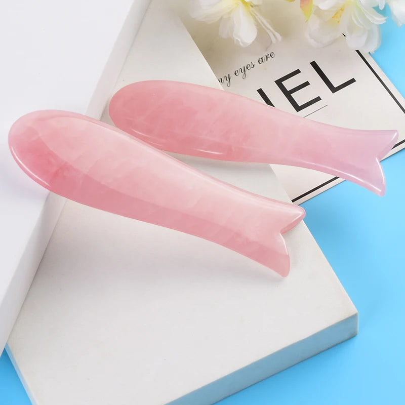 Rose Quartz Fish Shape Gua Sha Tool Health Care Natural Stone