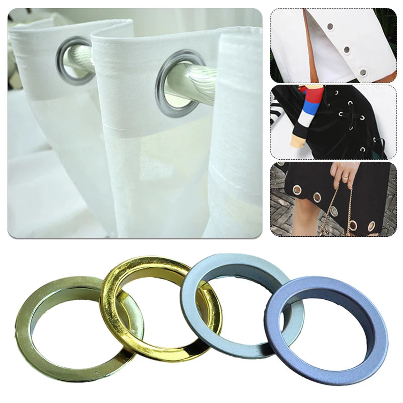 120Pcs Eyelets Curtain Grommet Ring Plastic Curtain Ring Home DIY Manual Installation Roman Rod Muffler Ring Curtain Accessories