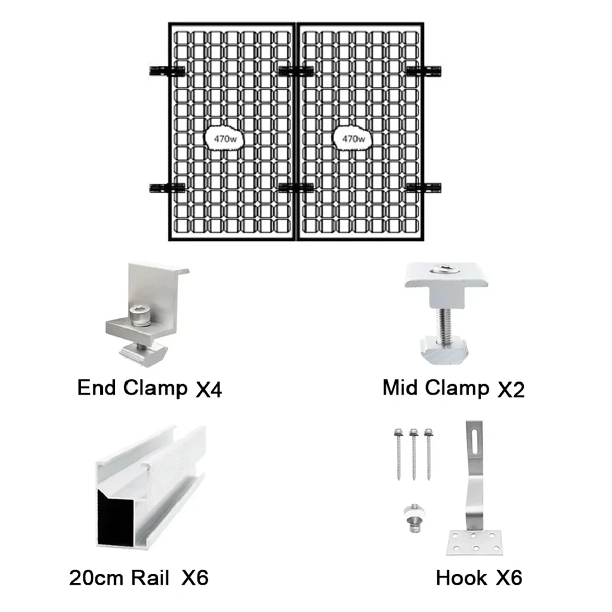 Solar Panel Mounting Bracket Accessories Glazed Tile Roof Hook Set Photovoltaic Bracket Installation Tin Tile Roof