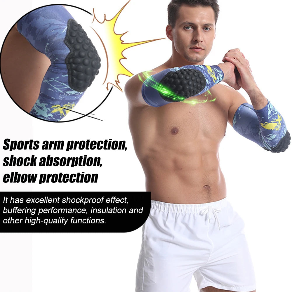 Youth Adult Thickened EVA Elbow Pads Basketball Arm Sleeves Compression Padded Elbow Protection for Football Volleyball Tennis