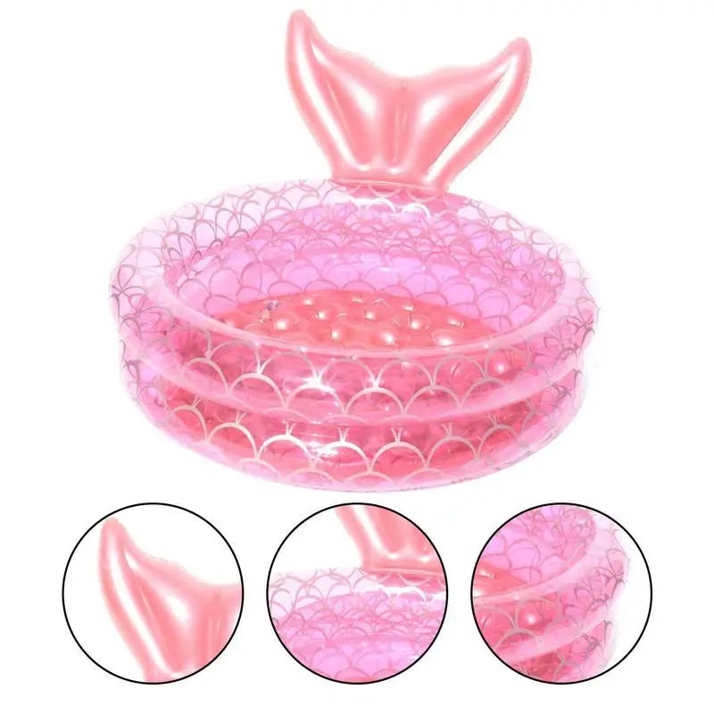 Pink Round Inflatable Swimming Pool PVC Paddling Pool Outdoor Summer Inflatable Pool Bathtub Above Ground Pool Blow Up Pools