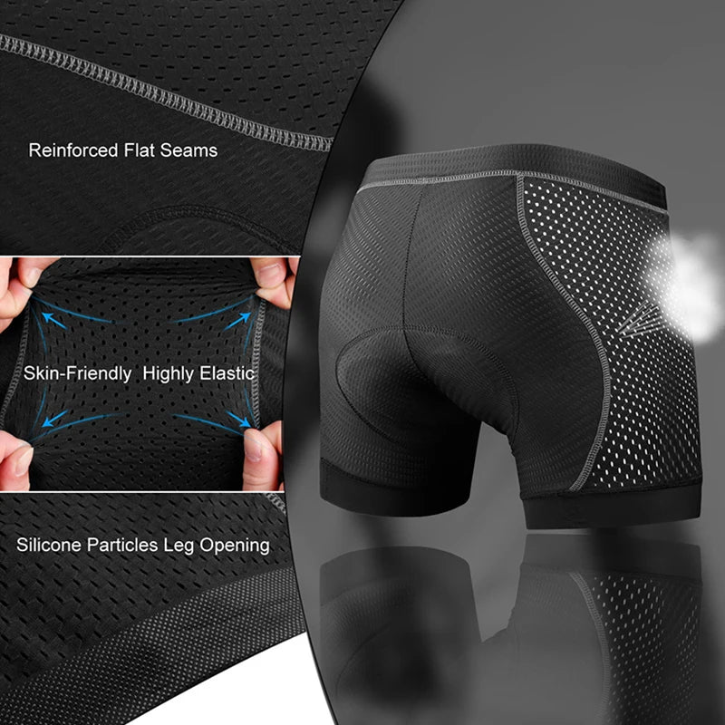 X-TIGER Cycling Shorts Men's Cycling Underwear Breathable Mesh Riding Underpant Gel Pad Shockproof Bike Shorts Bicycle Underwear