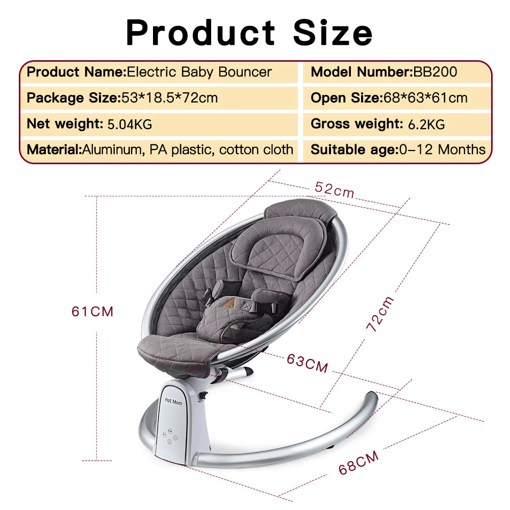 Hot Mom BB200 Baby Swing  with Adjustable,Electric Baby Bouncer Seat Multiple Function Baby Rocker Swing