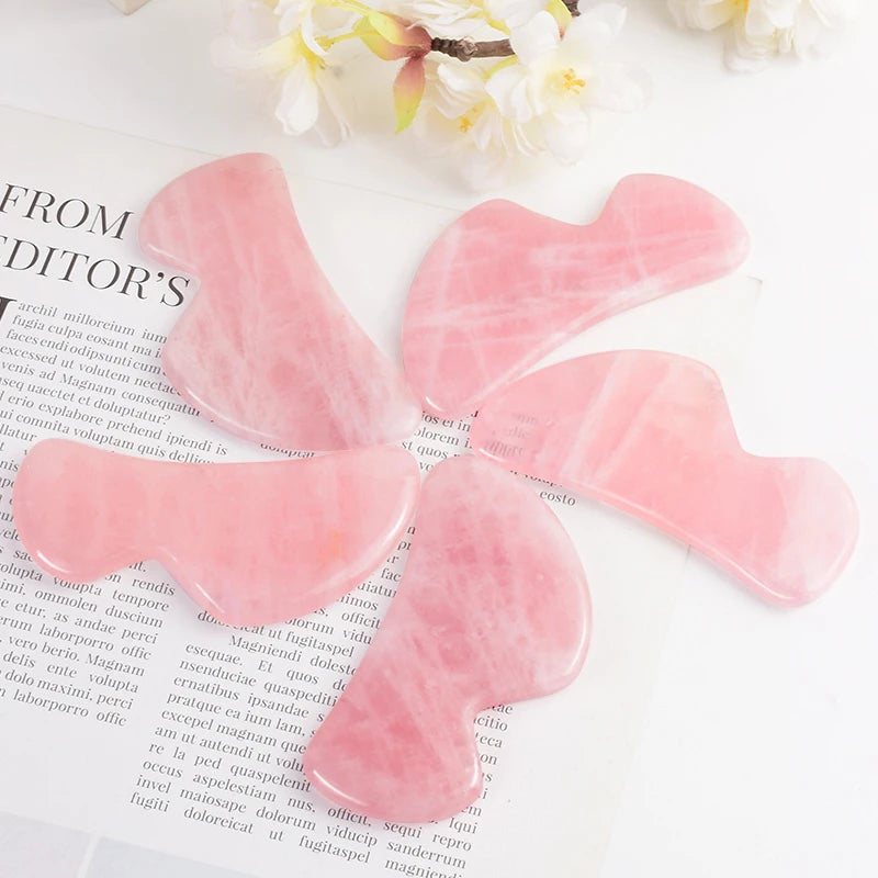 Rose Quartz Gua Sha Tool Health Face Care Natural Stone