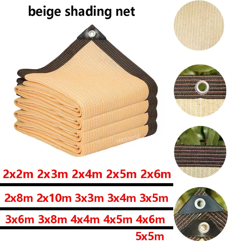 Outdoor garden shading mesh, terrace shading mesh, camping shading mesh, UV protection, HDPE sunscreen fabric, sunshade beige