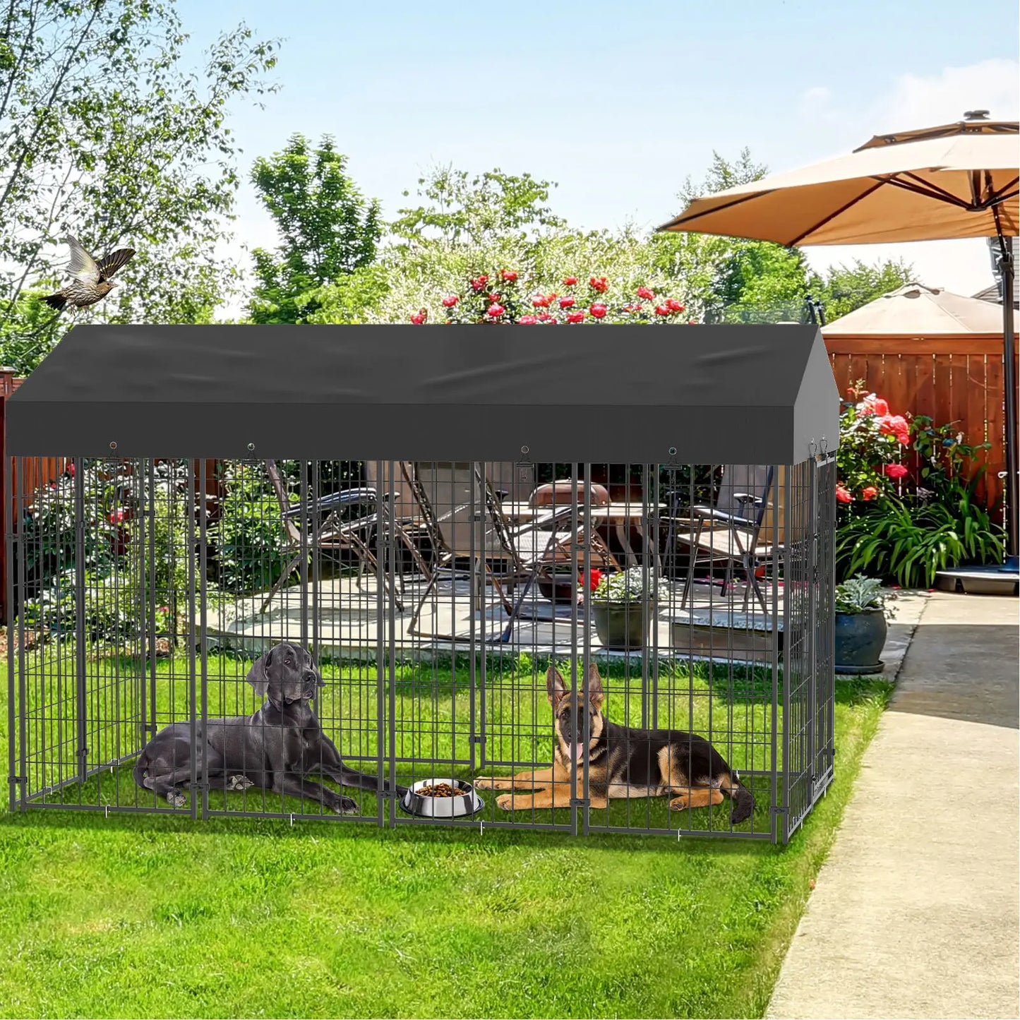 Extra Large Dog Cage Heavy Duty Pet Run Enclosure Pet Playpen with Roof Outdoor Pet Kennel High Fence