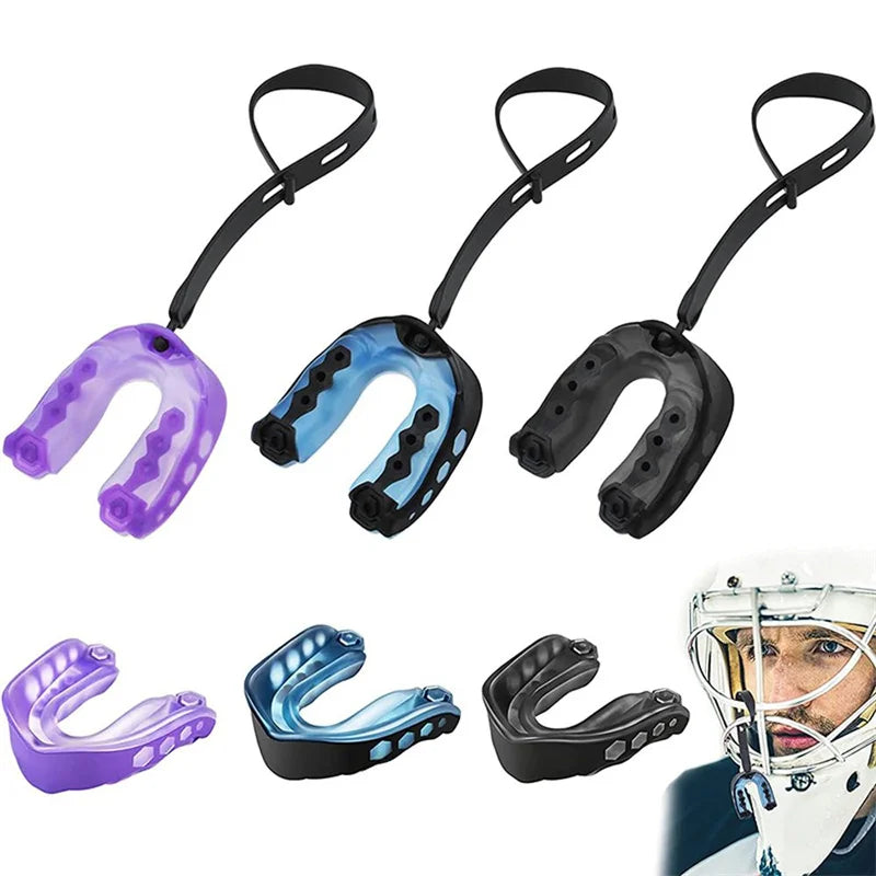 Professional Sport Mouth Guard Football Basketball Karate Boxing Tooth Brace Ice Hockey Rugby Teeth Protector With Lanyard