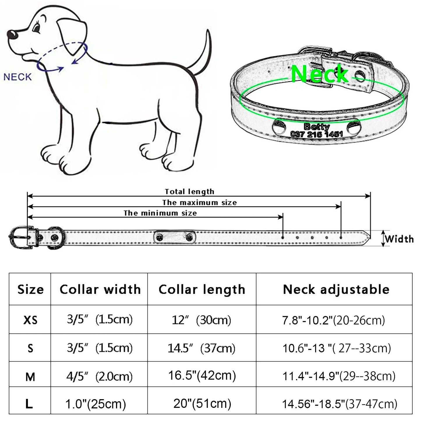 Personalized Leather Padded Dog Collar Customized ID Free Engraving Nameplate Pet Collars For Small Medium Dogs