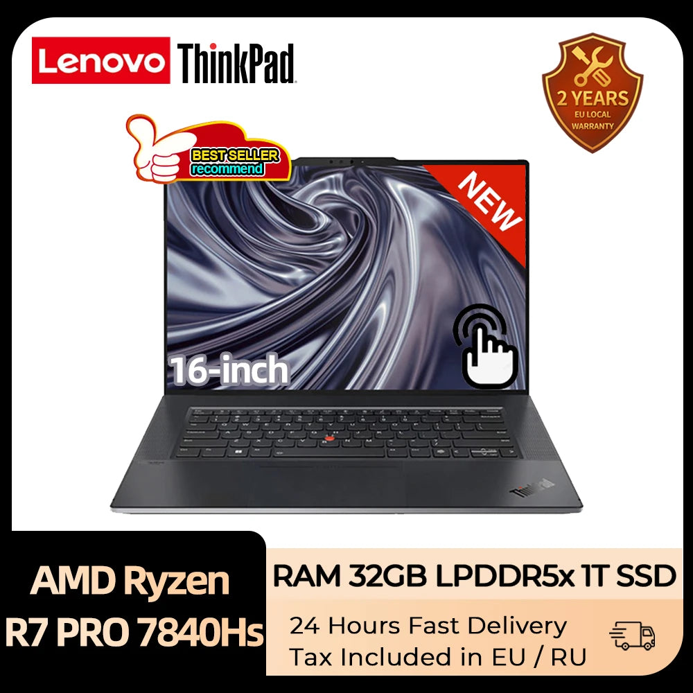 Lenovo ThinkPad Z16 2023 Laptop Ryzen 7 PRO 7840Hs  Radeon RX 6550M RAM 32GB 1TB SSD 16-inch WUXGA OLED Touch Screen Notebook PC