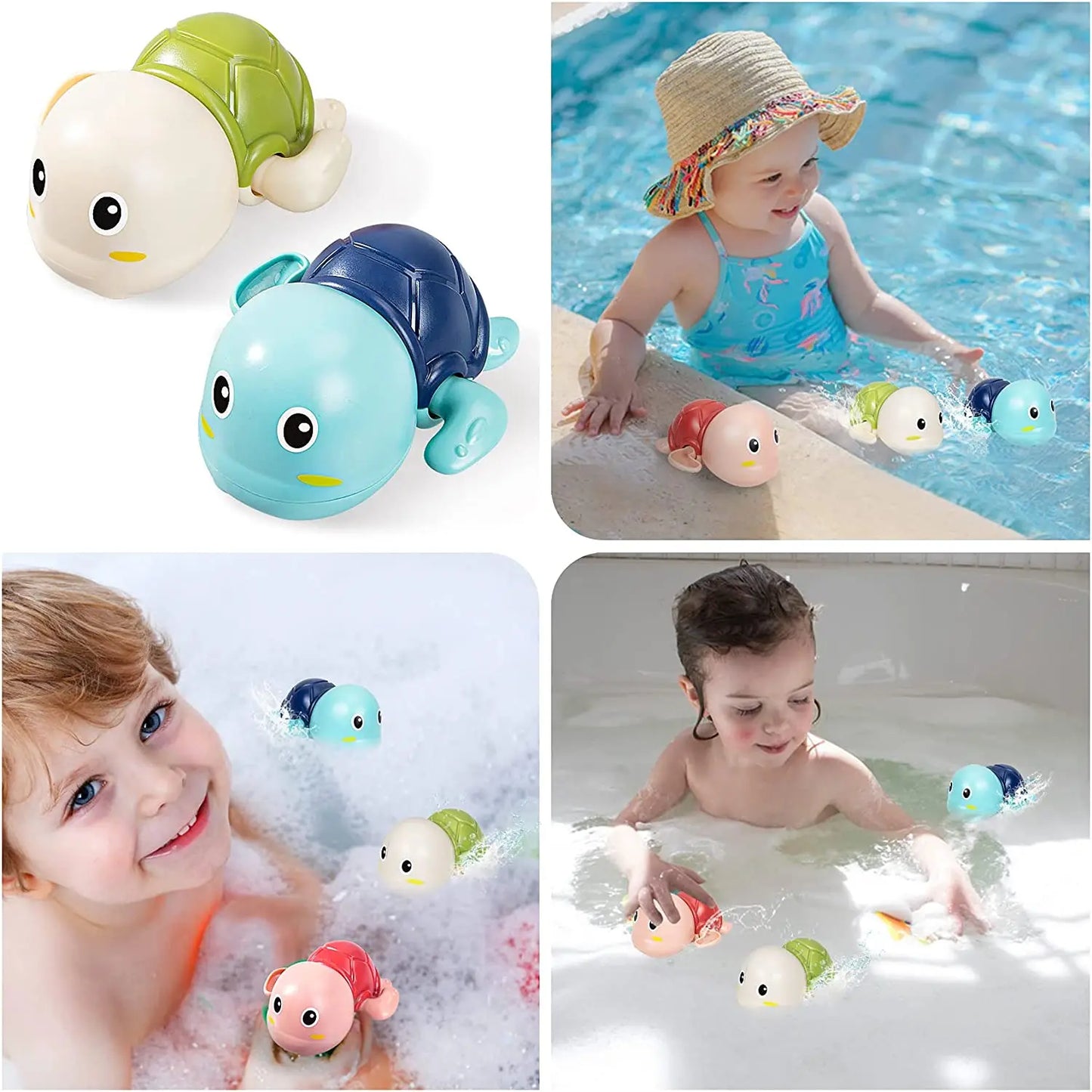 3PCS Baby Bath Toys Cute Swimming Turtles Clockwork Play Baby Wind-up Toys