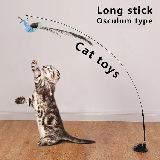 Interactive Cat Toy Funny Simulation Bird Feather with Bell