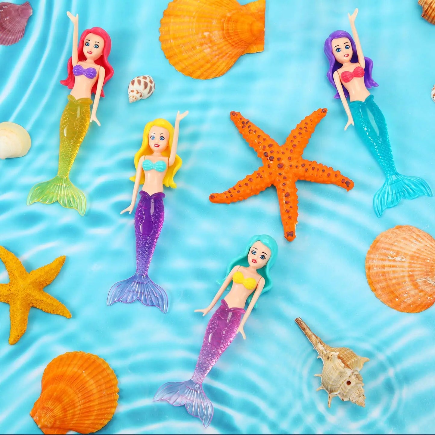 4 Pieces Mermaid Dive Toys Mermaid Bath Toys Colorful Mermaid Pool Toys Swimming Pool Games for Toddlers Boys Girls Teens Adults