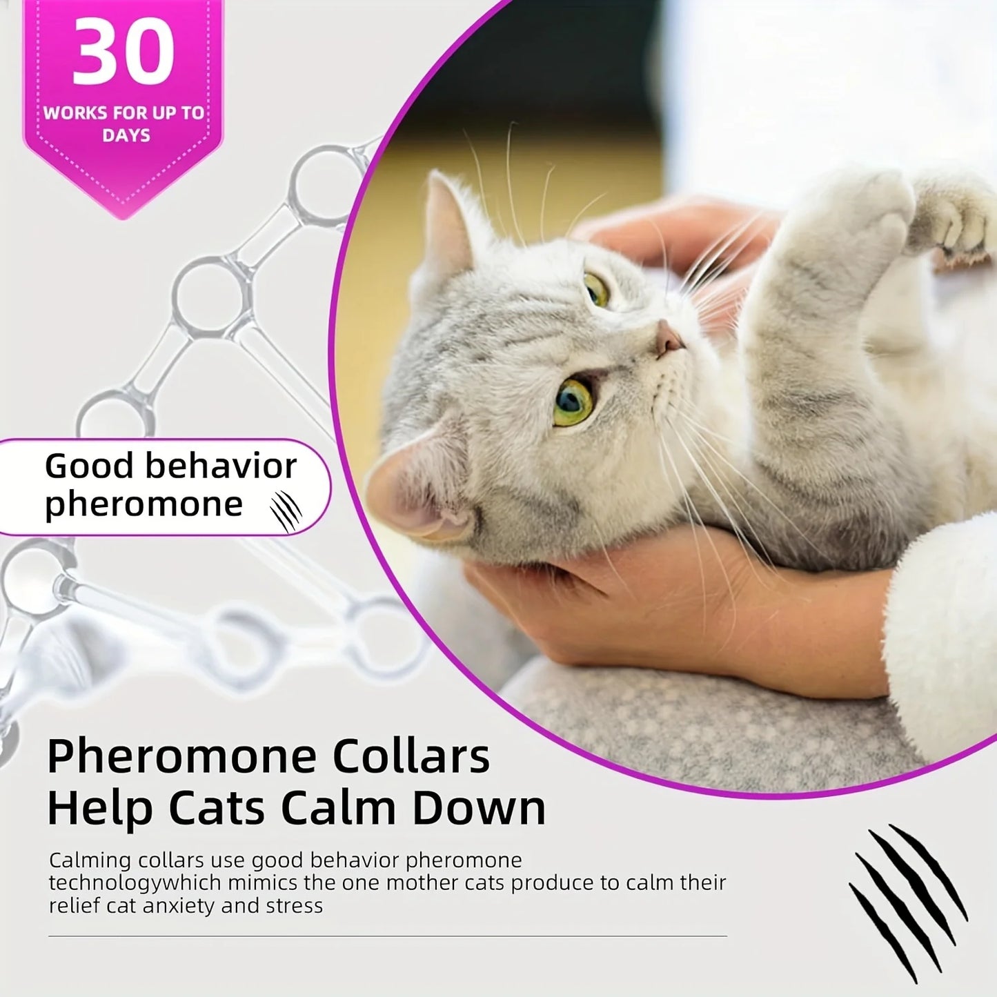 Soothe & Comfort Your Cat: 4-Pack Adjustable Calming Pheromone Collars with Safety Breakaway - Fits All Sizes