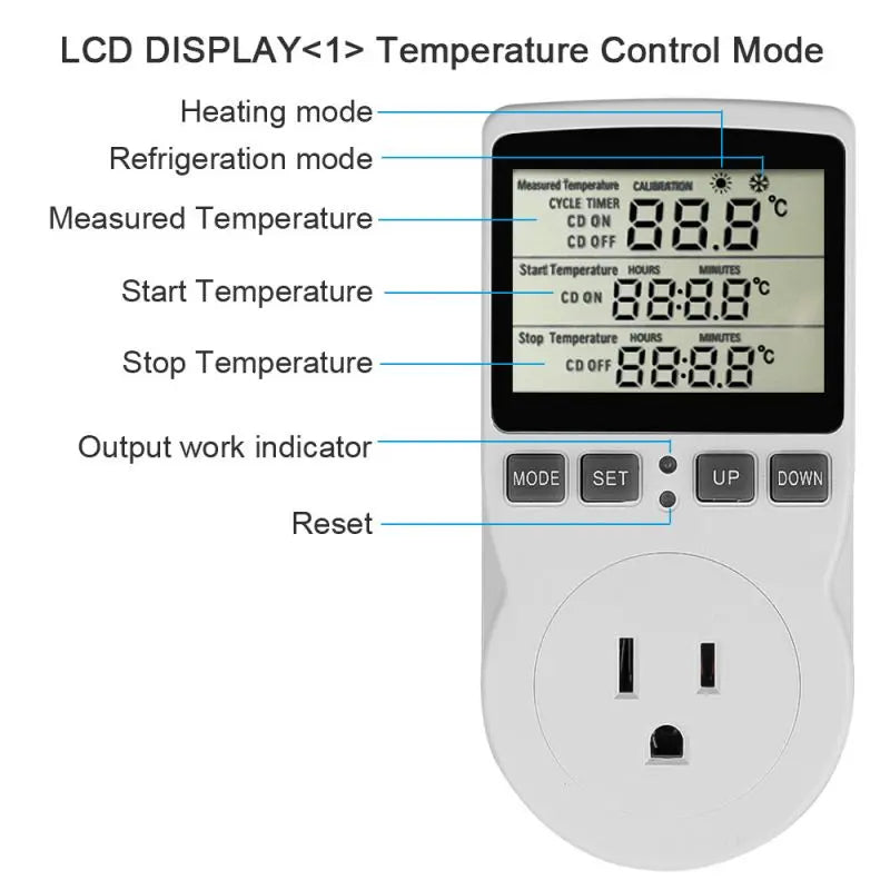 EU/US/FR Timer Socket Thermostat Digital Temperature Controller Socket Outlet With Timer Switch Sensor Probe Heating Cooling