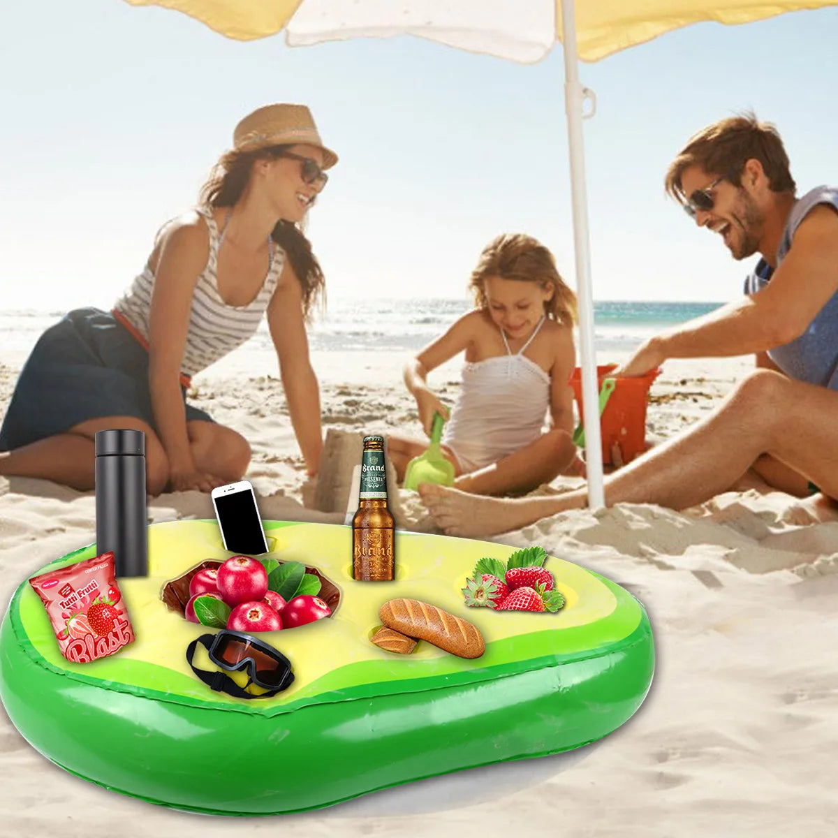 Summer Sea Bucket Cup Holder Inflatable Floating Cooler Drink Snack Tray Party Float with Holders Ice Bar for Beach Lake pool