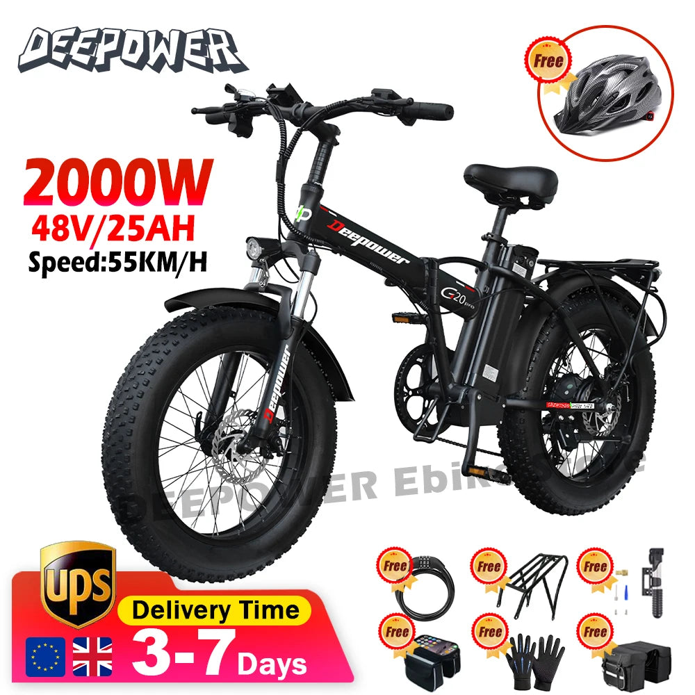 G20Pro 2000W Folding Electric Bicycle 1000W 48V