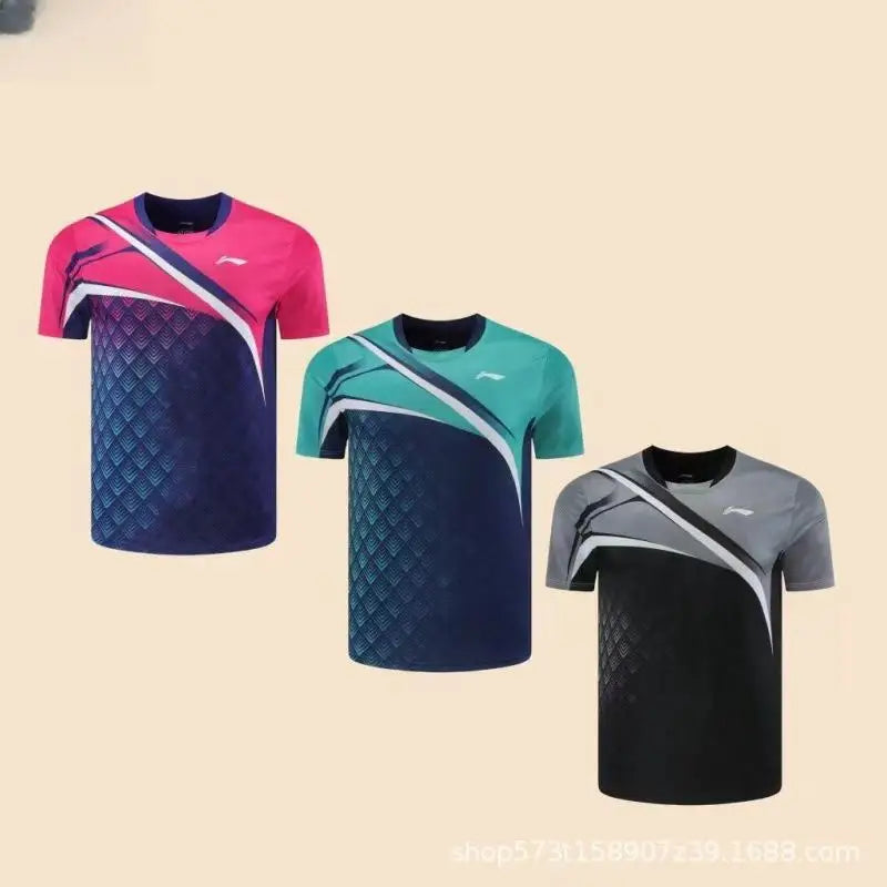 Customized men's and women's badminton T-shirt shorts quick dry material breathable sweat absorption tennis T-shirt LOGO
