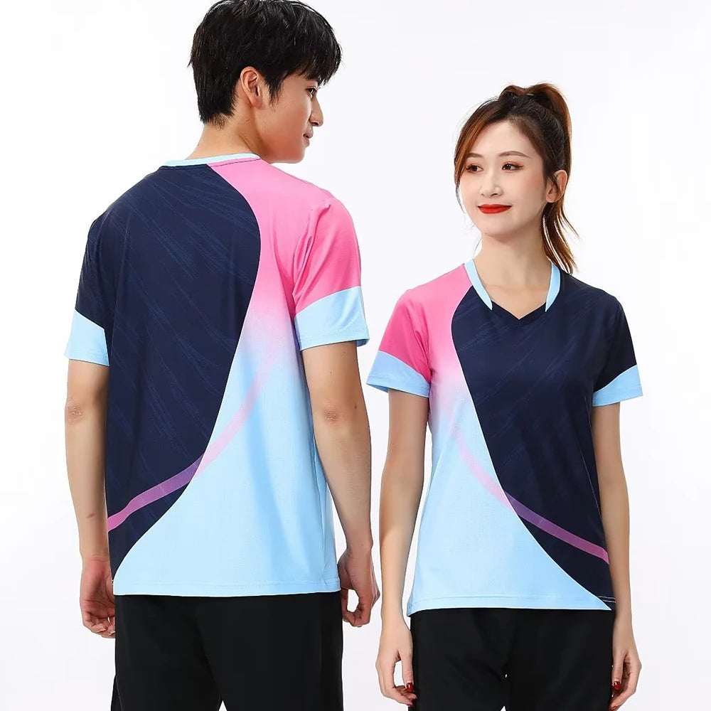 Quick-dry Tennis Badminton Shirt for Men Women Kid Print Short Sleeve Ping Pong Uniform 2023 Couple Table Tennis Jersey Clothing