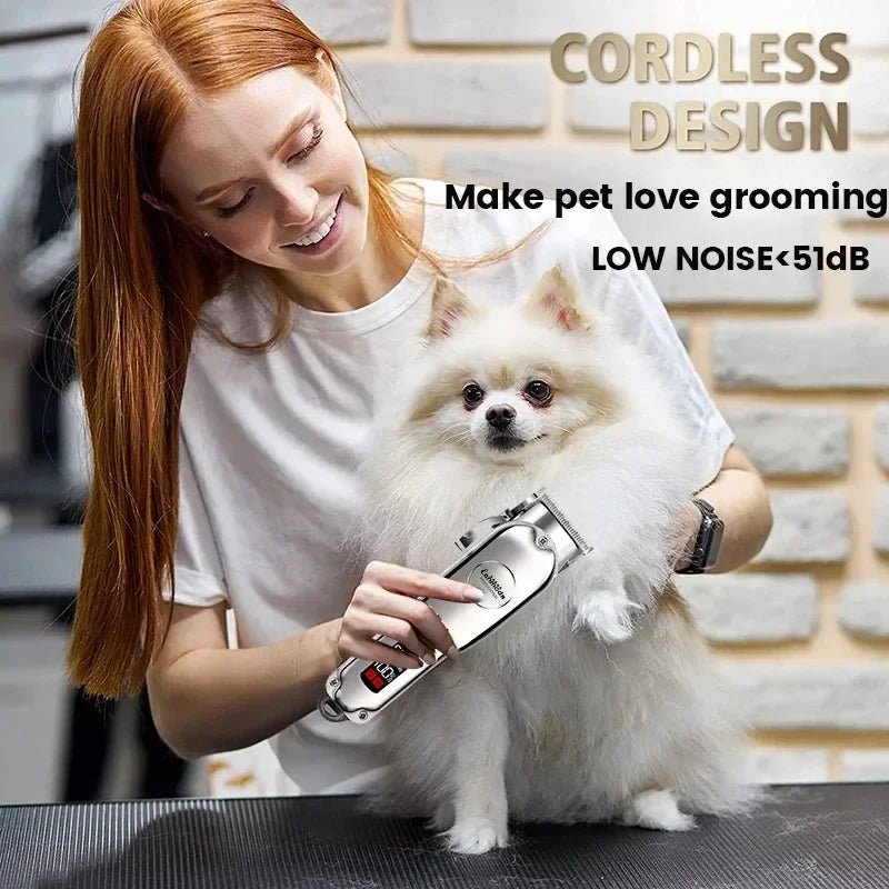 Professional Cat Hair Clipper Low Noice Puppy Grooming Haircut All Metal Rechargeable Pet Trimmer Dog Shaver Cutting Machine