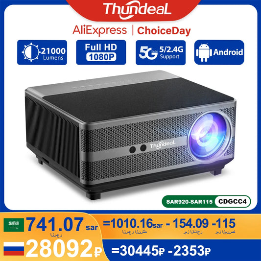 ThundeaL 1080P Projector WiFi Full HD Projector LED 2K 4K TV Video Movie Smart Phone Home Theater TD98 Beamer Cinema Big Screen