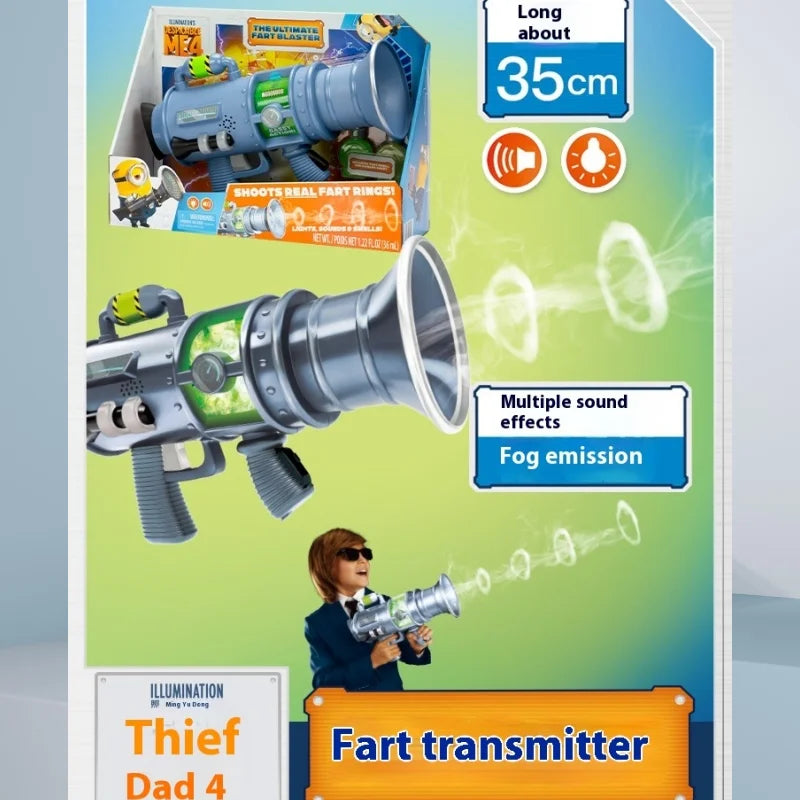 Genuine Minions Mini Launcher Cool Muscle Group Toy Mini Fun Fart Gun Children'S Holiday Gift Indoor And Outdoor Toys