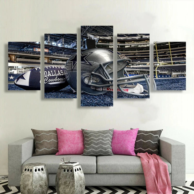 5 Panel Helmet Canvas Prints Painting Wall Art Sports Home Decor American Football Pictures Artwork Home Decor for Living Room