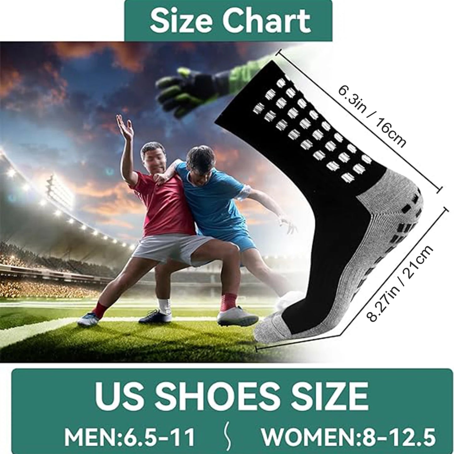 Men's Soccer Socks Non Slip Grip Football Basketball Sports Socks For Men Women Anti-Slip Soccer Grip Socks Breathable