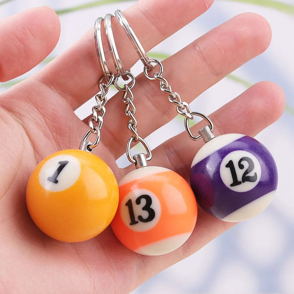 16 Pcs Pool Accessories Billiards Snooker Keychain Ornament Jewelry Handbag Charm Billards Gift Pendants Mini