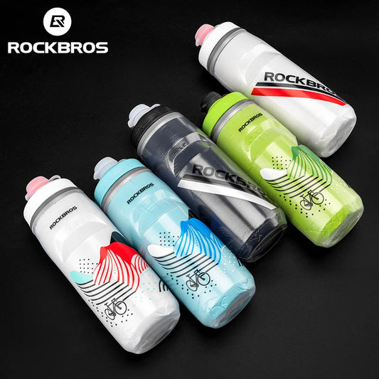 ROCKBROS Cycling Water Bottle Cold Water Insulated Thermal Silicone Bottle Fitness Outdoor Bicycle Portable 620ml Water Kettle