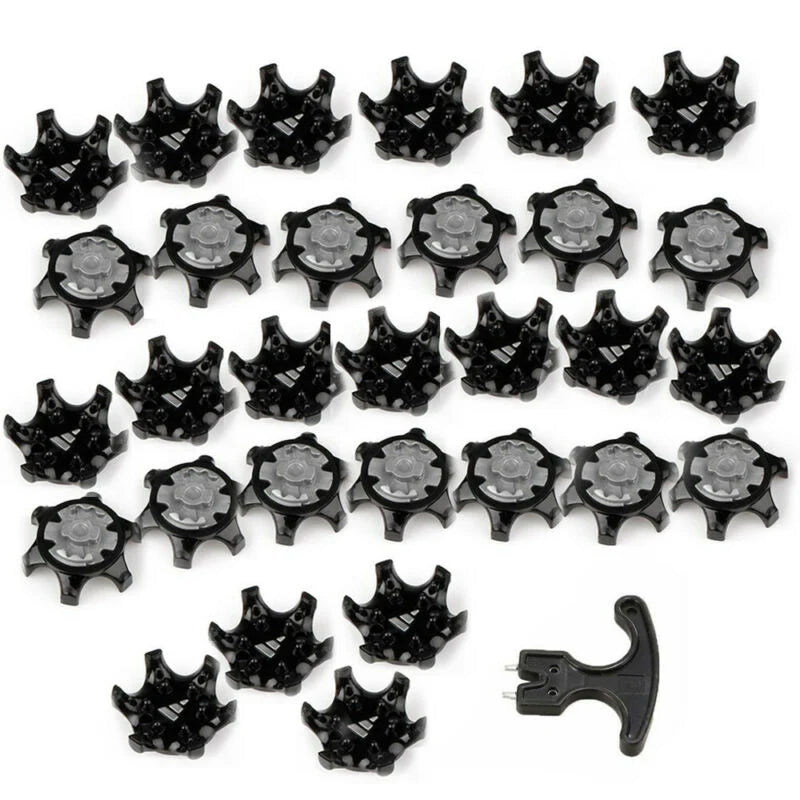 30PCS Golf Shoe Spikes Replacemen Clamp Cleat Screw Removal Tools 2.9x1.2cm Plastic Black Soft Durometer TPU Golf Accesserie