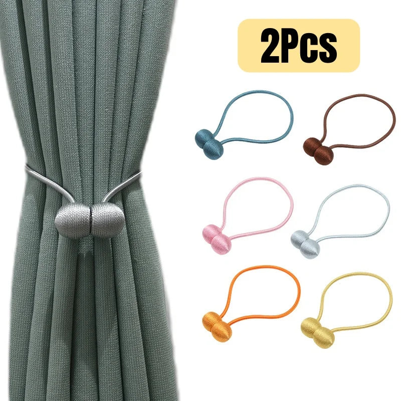 2Pcs Magnetic Ball Curtain Tiebacks Tie Rope Backs Holdbacks Buckle Hook Holder Home Decor