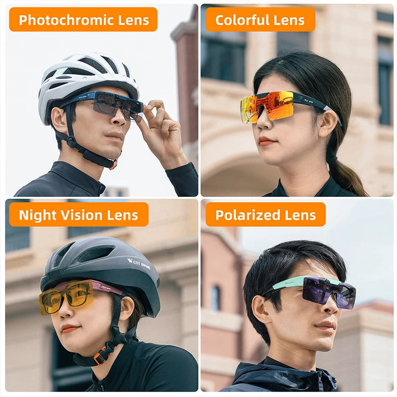 WEST BIKING Photochromic Cycling Glasses Sports Sunglasses Men Fit Over Myopia MTB Road Cycling Eyewear Fishing Driving Goggles